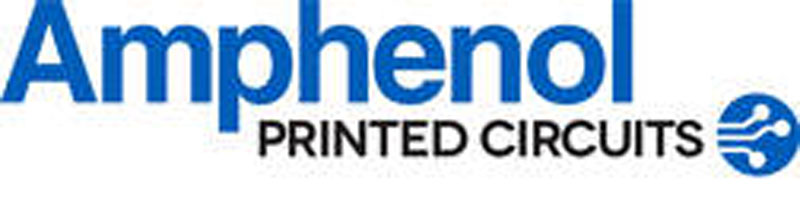 The logo of Amphenol Printed Circuits features the word Amphenol in blue, alongside a small blue circular icon with circuit lines. Below, Printed Circuits appears in black, capturing the essence of technological precision and innovation.