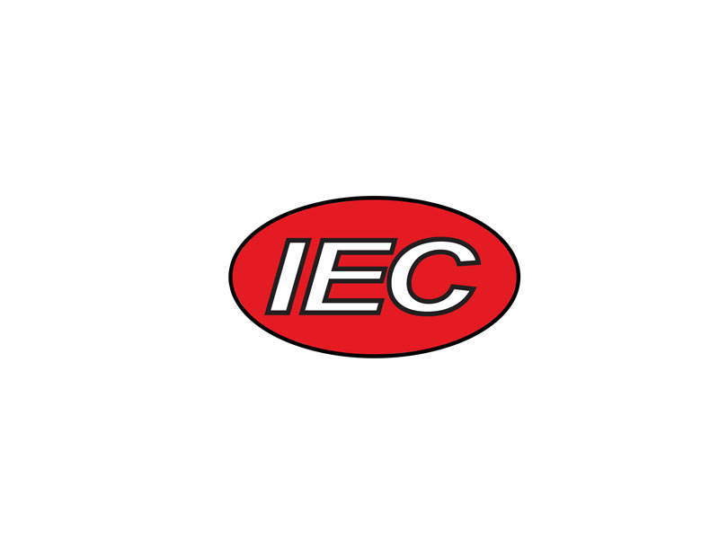 The logo features a red oval containing the bold, white letters IEC, symbolizing an international standard in electronic components, set against a crisp white background.